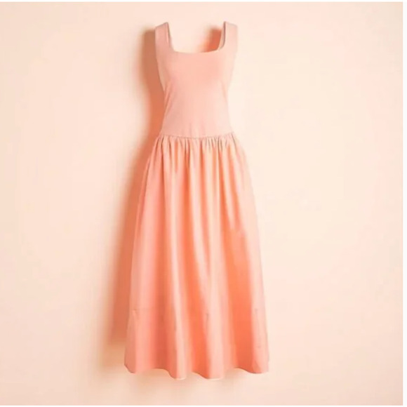 J Crew Drop Waist Knit Mixy Dress M Peach NWT CJ497 J.Crew Midi Maxi Resort - Picture 3 of 4
